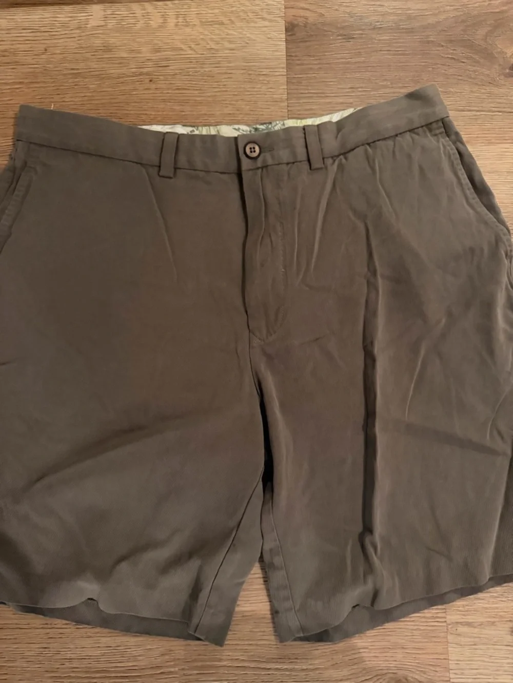 Tommy Bahama Olive Brown Flat-Front Casual Shorts